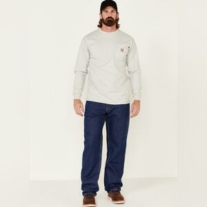 Carhartt FR Flame Resistant Signature Denim Dungaree Work Jeans 46x32